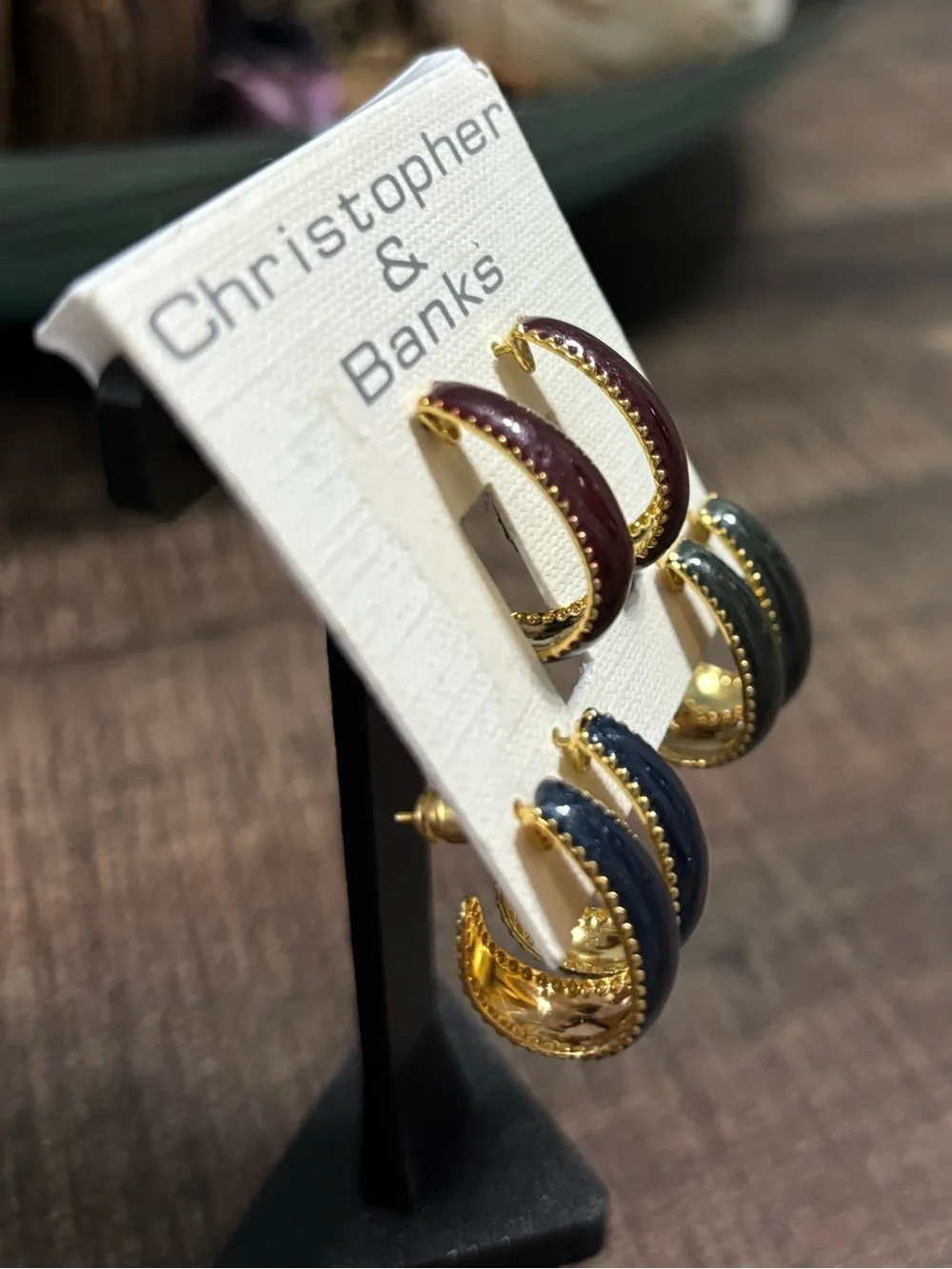 5/$25 (Pick 5 items for $25 Labeled) Christopher & Banks 3 Pair Hoop Earrings